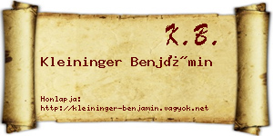Kleininger Benjámin névjegykártya