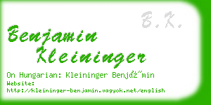 benjamin kleininger business card